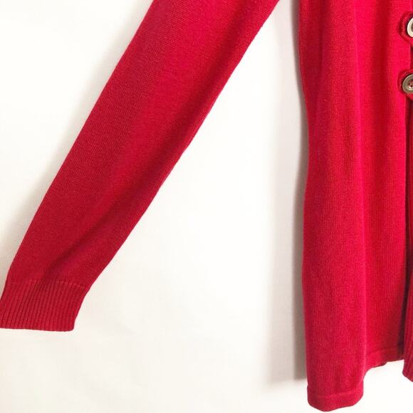 B Design Open Front Red Cardigan Size Medium - Picture 6 of 12